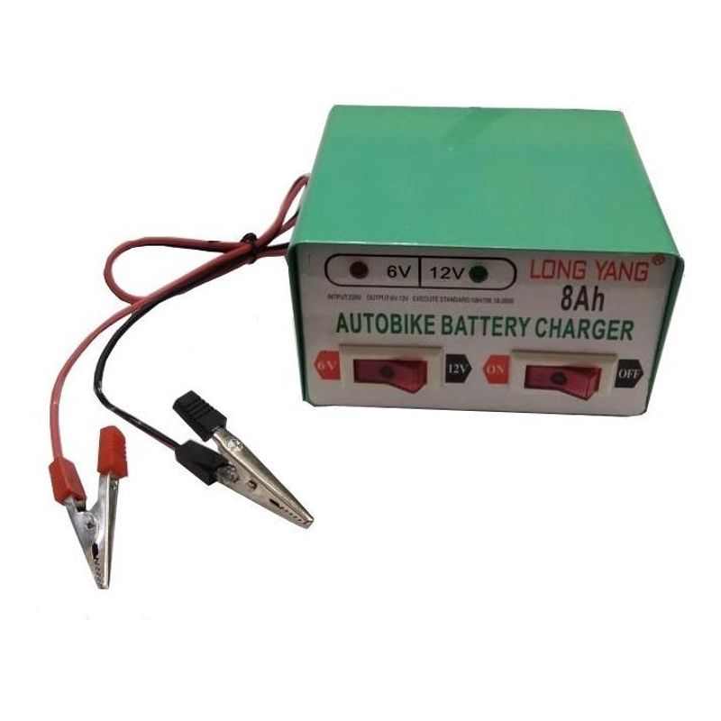 GENERICO - Cargador de Batería para Autos y Motos 12V6V - 8A Compacto