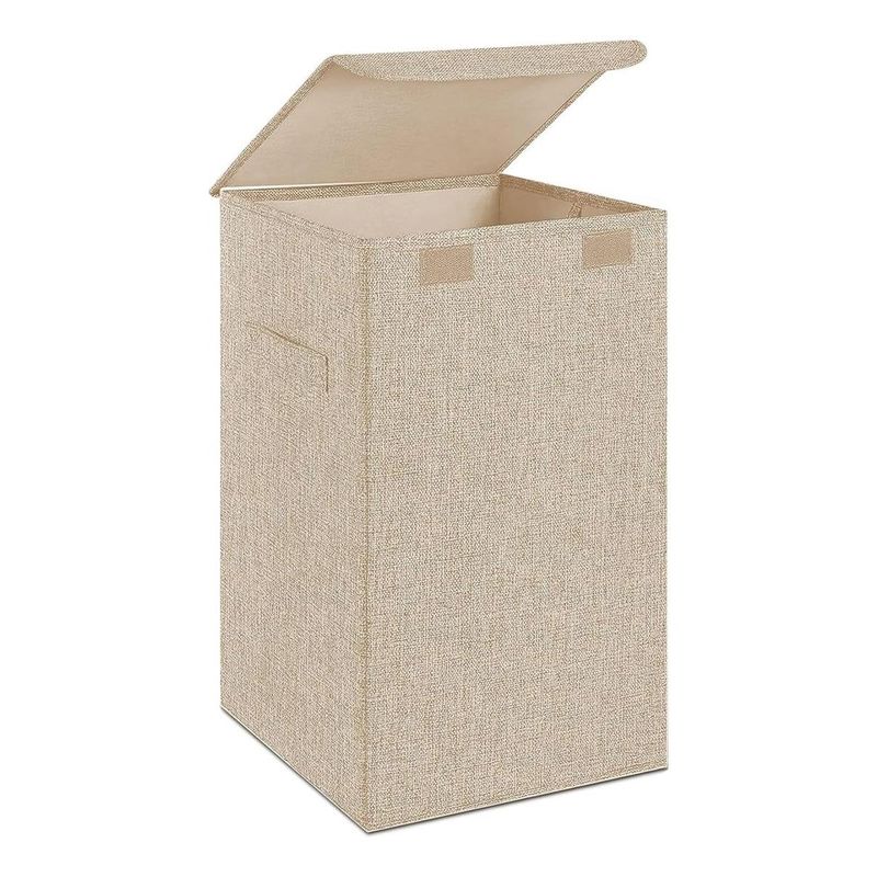 GENERICO - Cesta Plegable para Ropa Sucia con Tapa de Lino Gris
