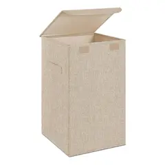 GENERICO - Cesta Plegable para Ropa Sucia con Tapa de Lino Gris