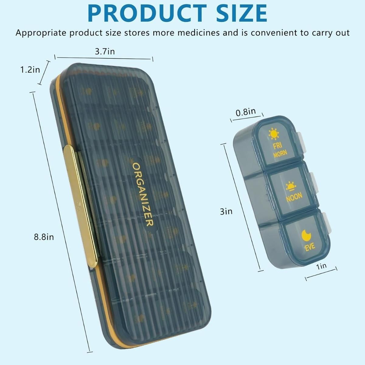 GENERICO - Pastillero Semanal Portátil para 21 Dosis Diarias