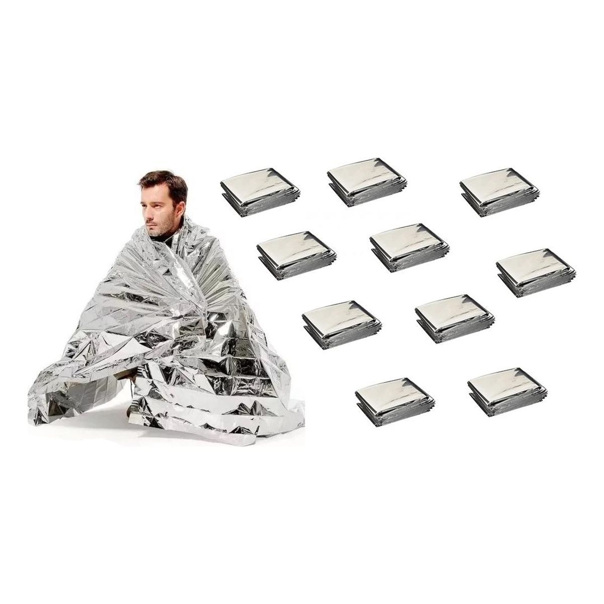 GENERICO - Pack de 10 Manteles Térmicos de Emergencia 160x210 cm