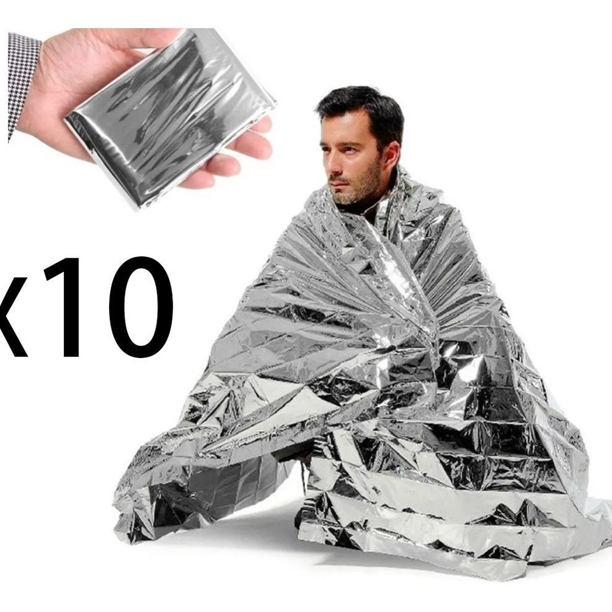 GENERICO - Pack de 10 Manteles Térmicos de Emergencia 160x210 cm
