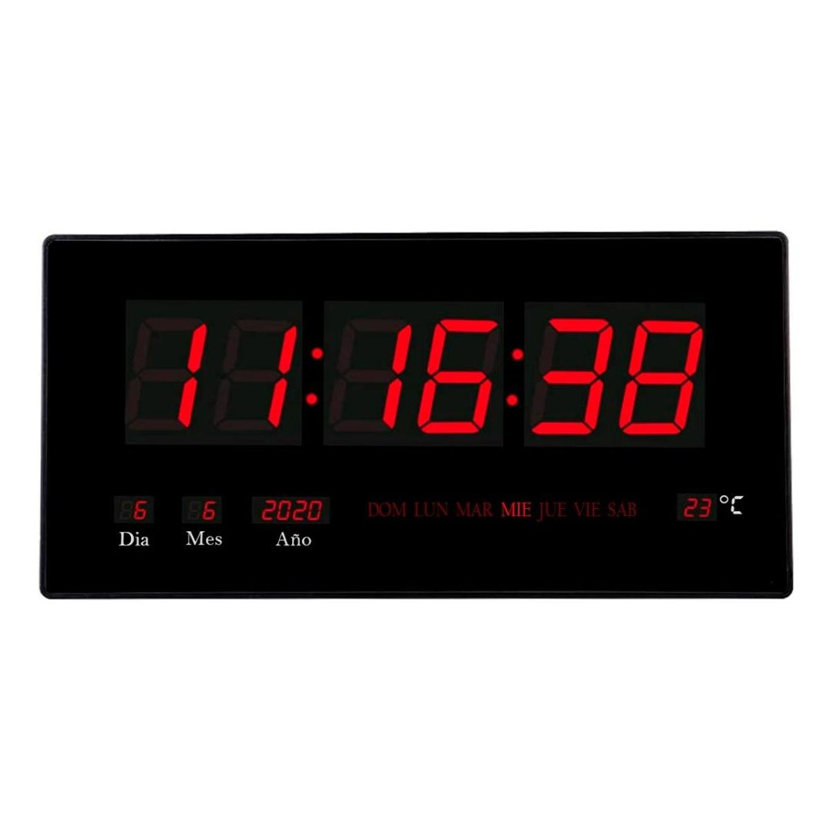 GENERICO - Reloj Digital de Pared con Luz LED y Termómetro