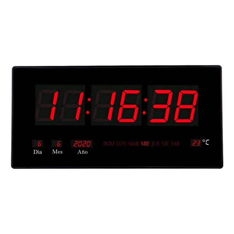 GENERICO - Reloj Digital de Pared con Luz LED y Termómetro