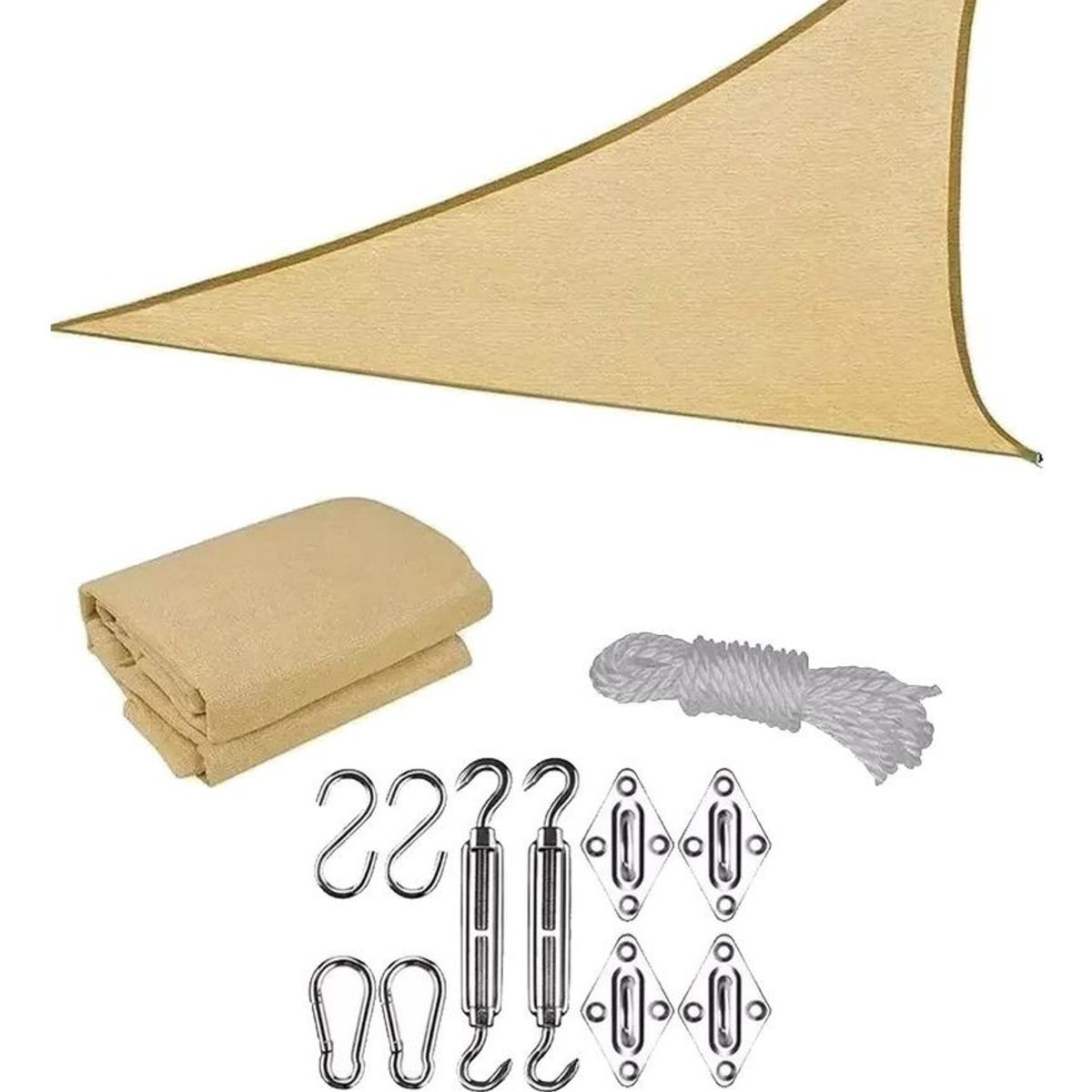 GENERICO - Vela Sombra Triangular Impermeable 35x35m - Kit de Instalación