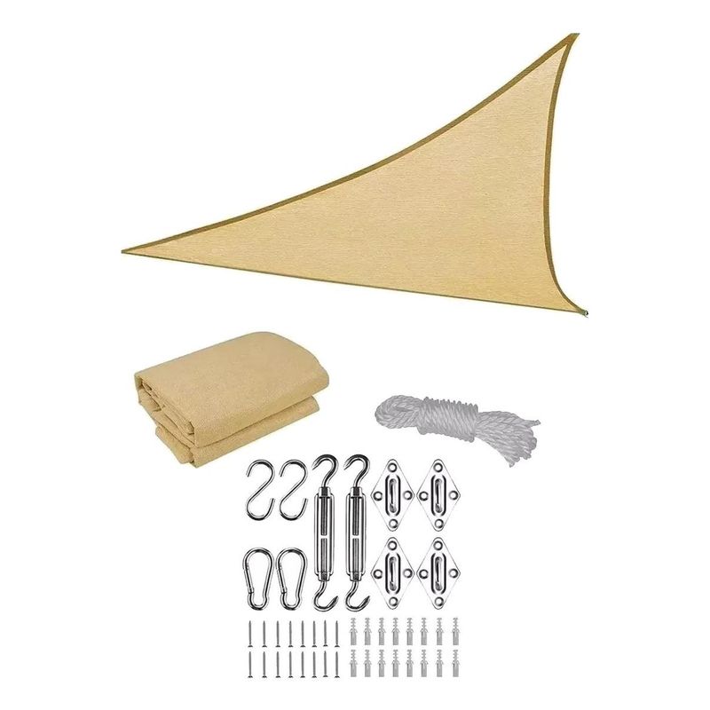 GENERICO - Vela Sombra Triangular Impermeable 35x35m - Kit de Instalación