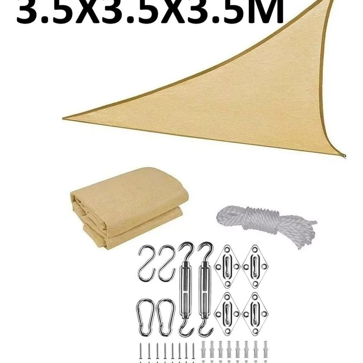 GENERICO - Vela Sombra Triangular Impermeable 35x35m - Kit de Instalación