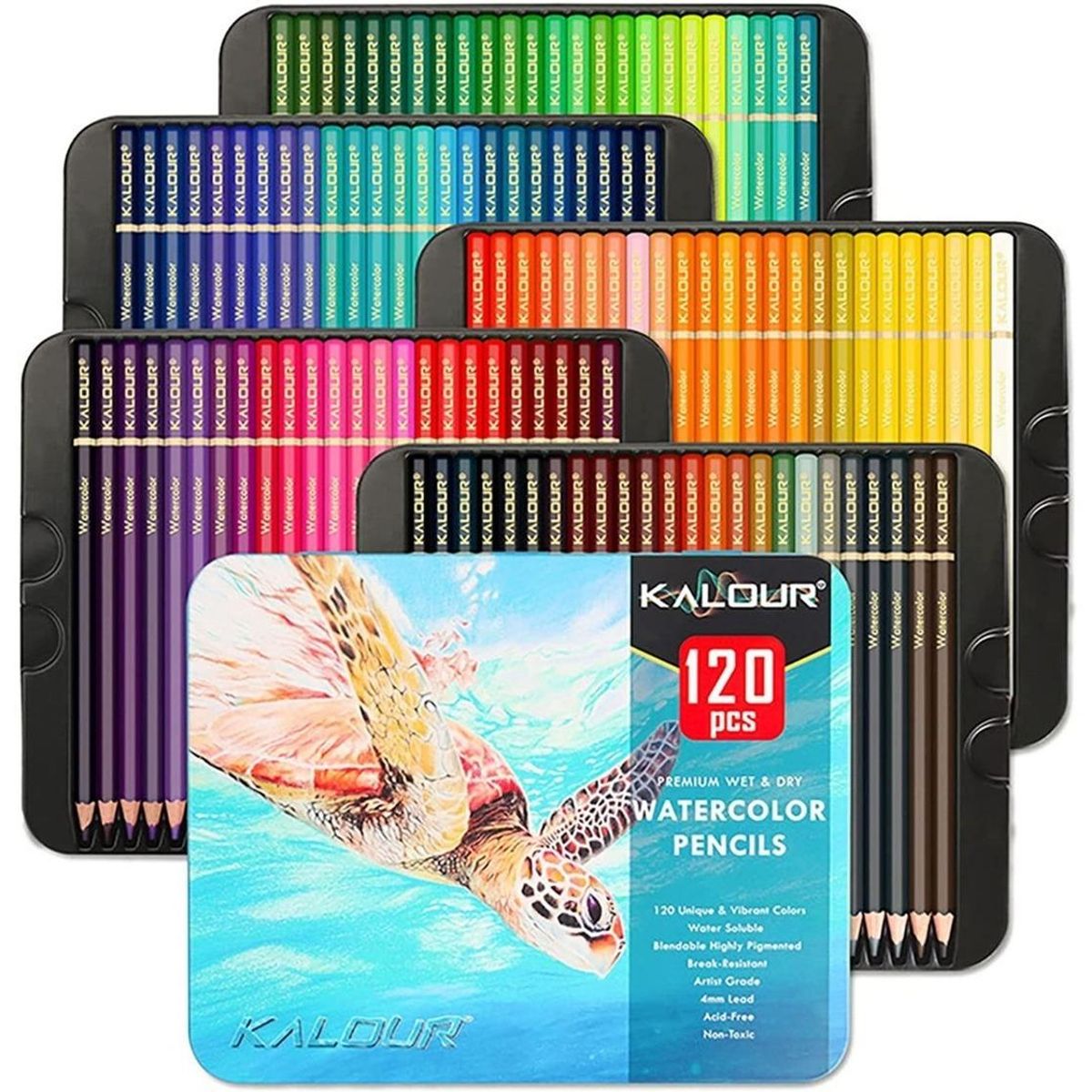 GENERICO - Set de 120 Lápices de Colores en Caja Metálica