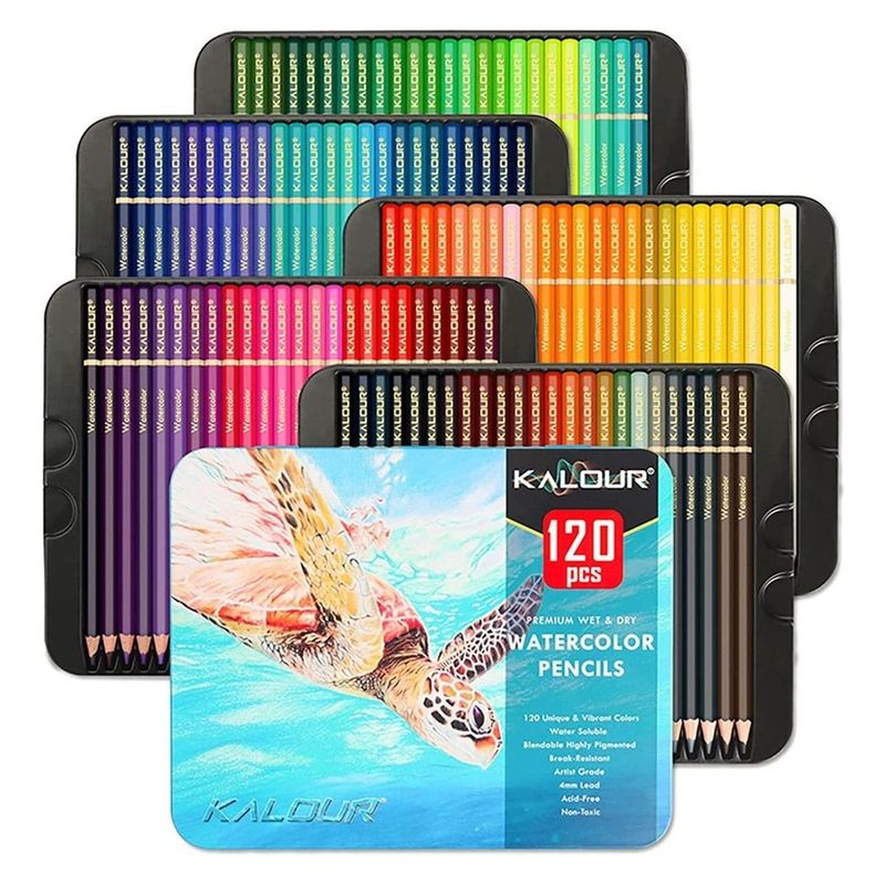 GENERICO - Set de 120 Lápices de Colores en Caja Metálica