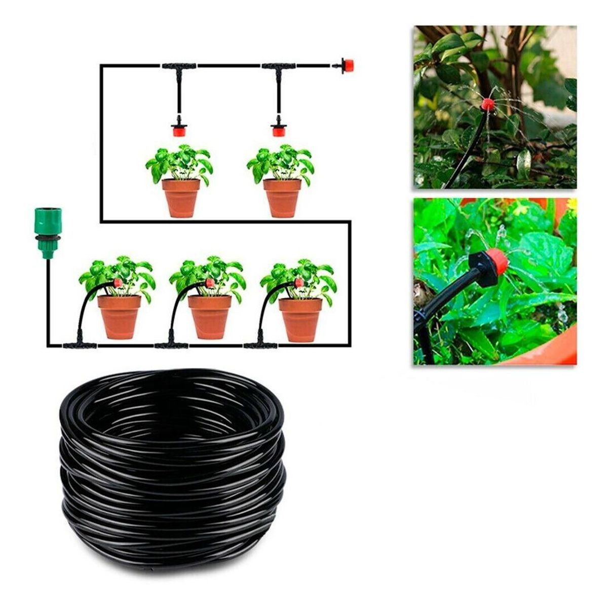 GENERICO - Kit de Riego por Goteo para Jardín con Manguera y Accesorios