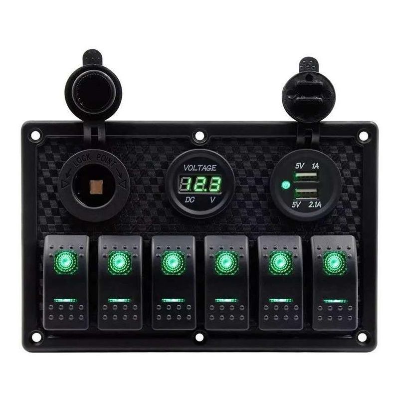 GENERICO - Interruptor LED Basculante 12V-24V con Cargador USB