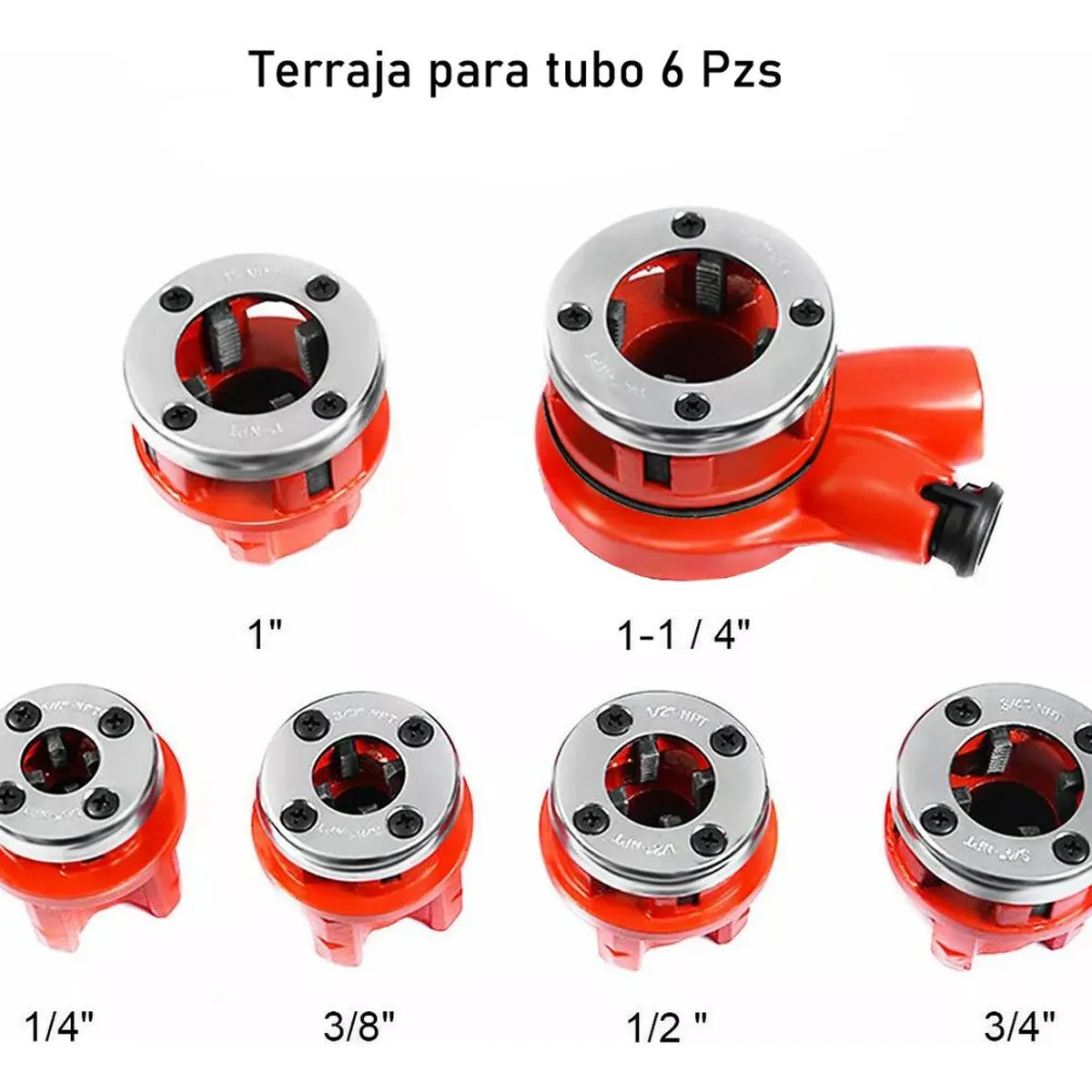 GENERICO - Set de Terrajas Manual para Tubos 6 Piezas