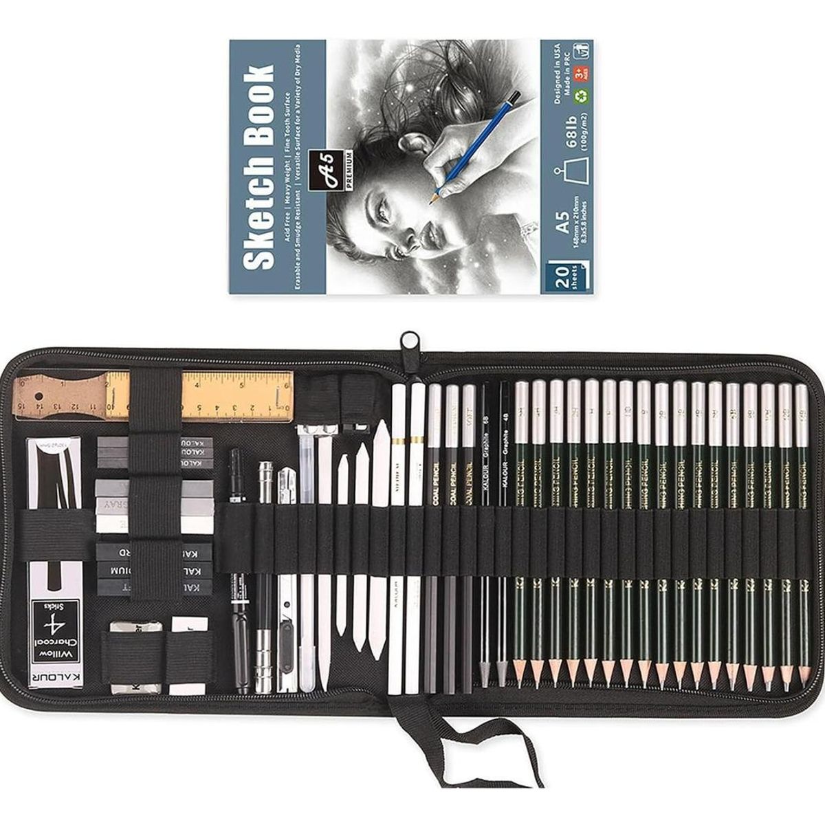 GENERICO - Kit De Dibujo Profesional 54 Piezas Con Estuche