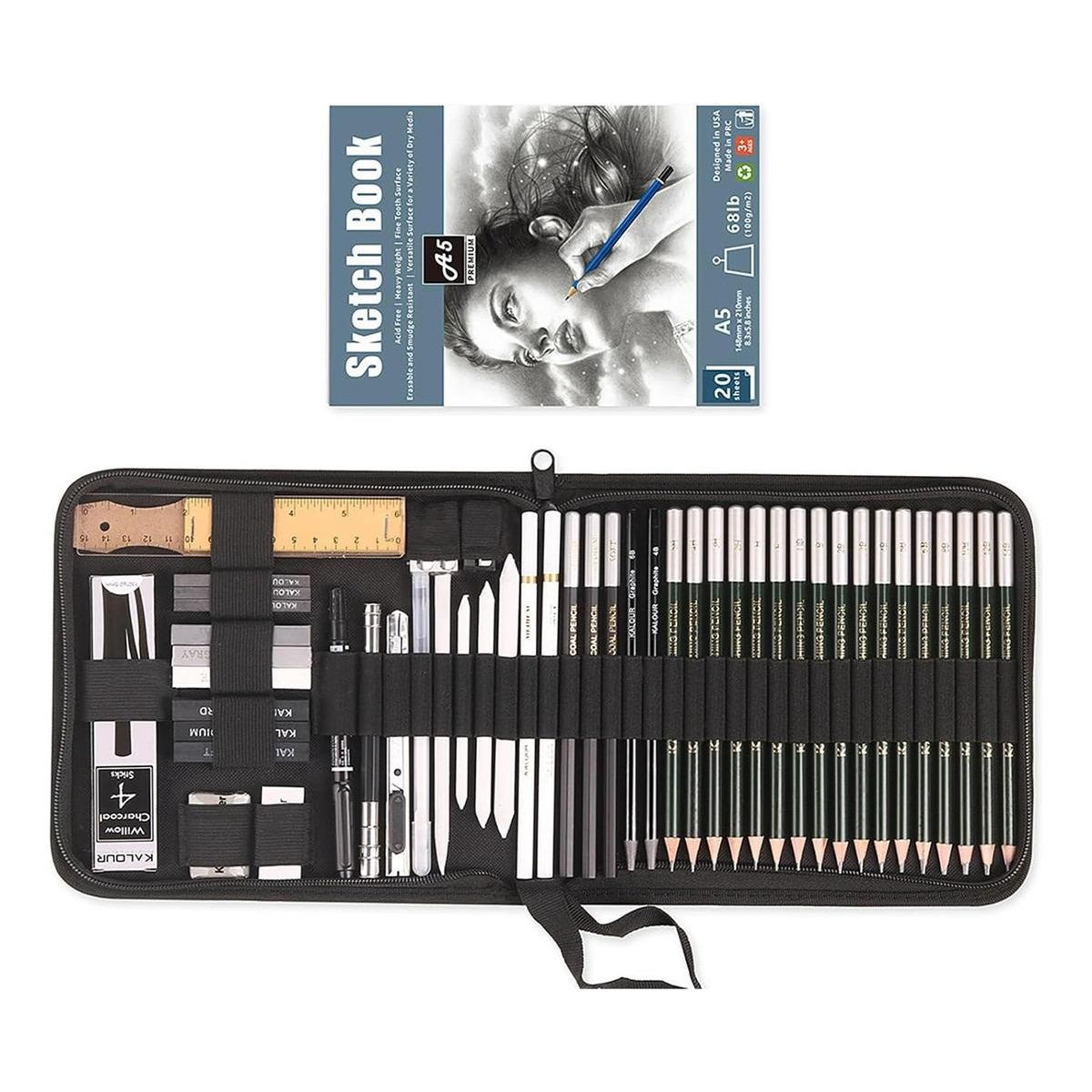 GENERICO - Kit De Dibujo Profesional 54 Piezas Con Estuche