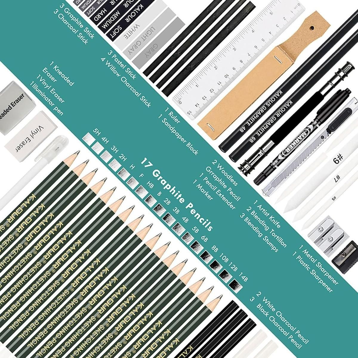 GENERICO - Kit De Dibujo Profesional 54 Piezas Con Estuche