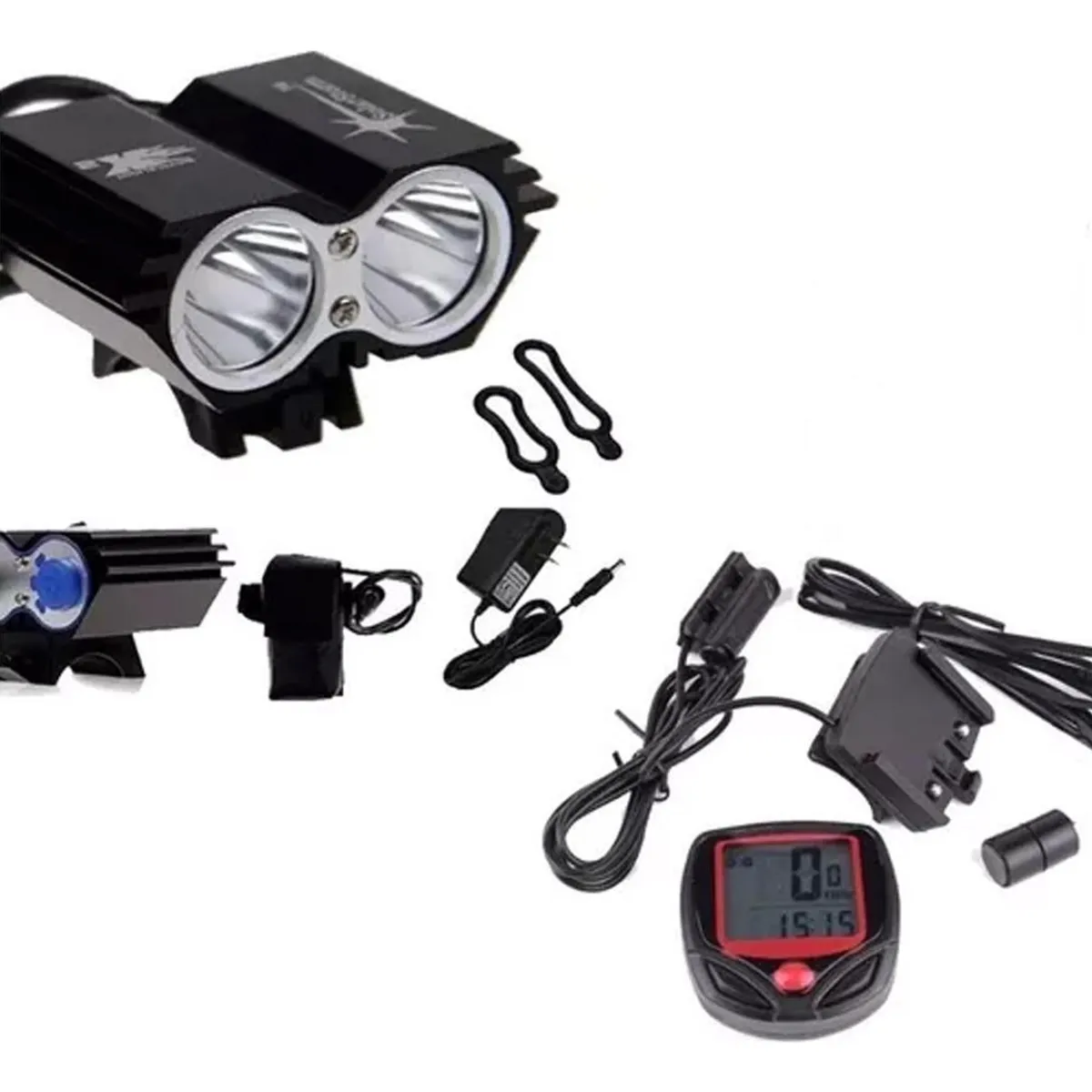 GENERICO - Linterna Frontal de Ciclismo 2400 Lúmenes y Accesorios