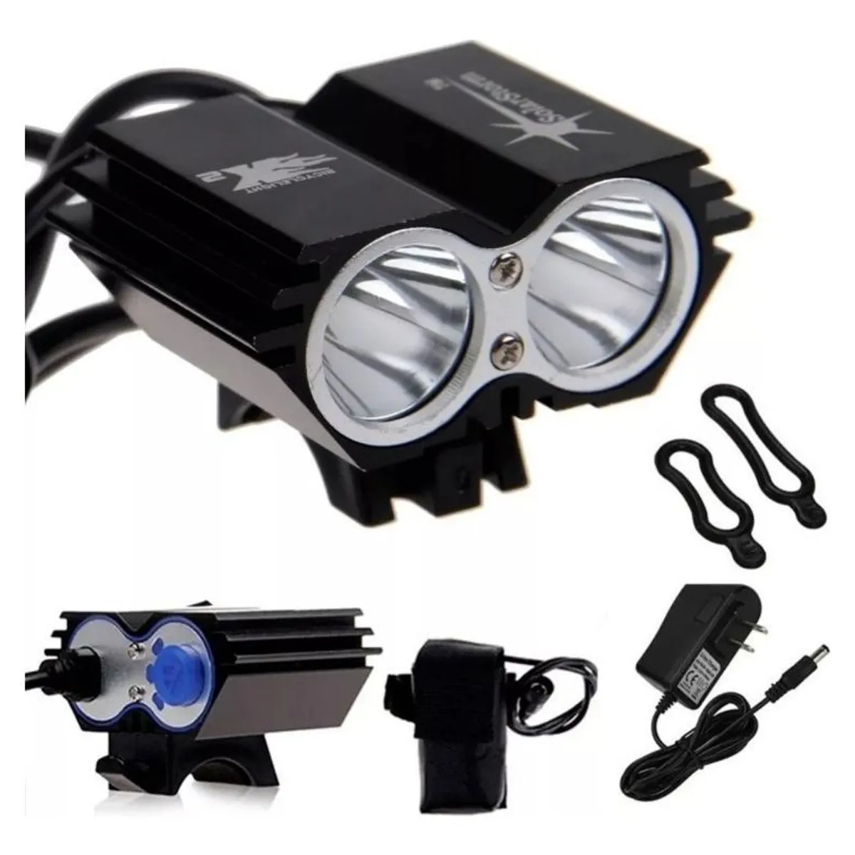 GENERICO - Linterna Frontal de Ciclismo 2400 Lúmenes y Accesorios