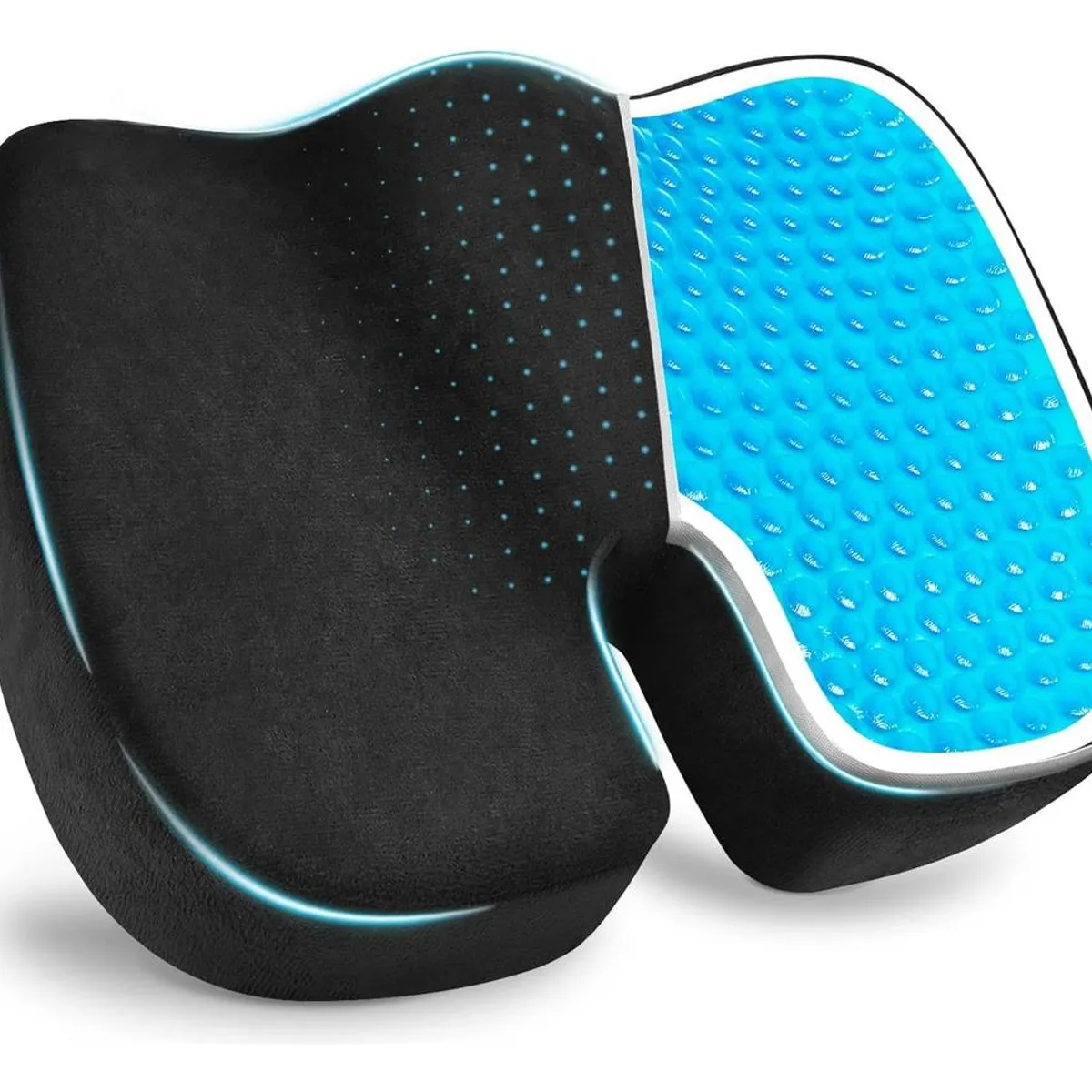 GENERICO - Cojín de Asiento Ortopédico Memory Foam con Gel Ergonómico