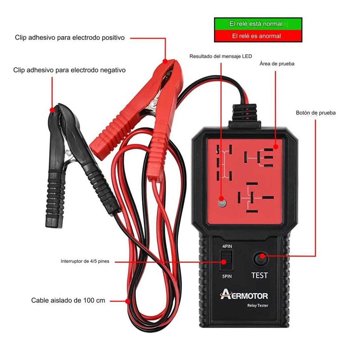GENERICO - Probador Portátil de Relé Automotriz 12V 4PIN5PIN