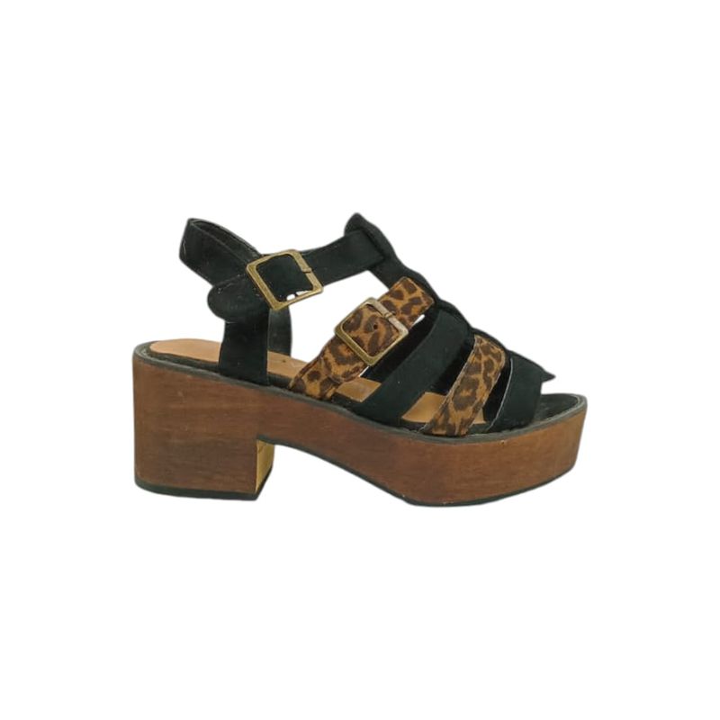 HERIEL - Sandalia Negra Print Plataforma