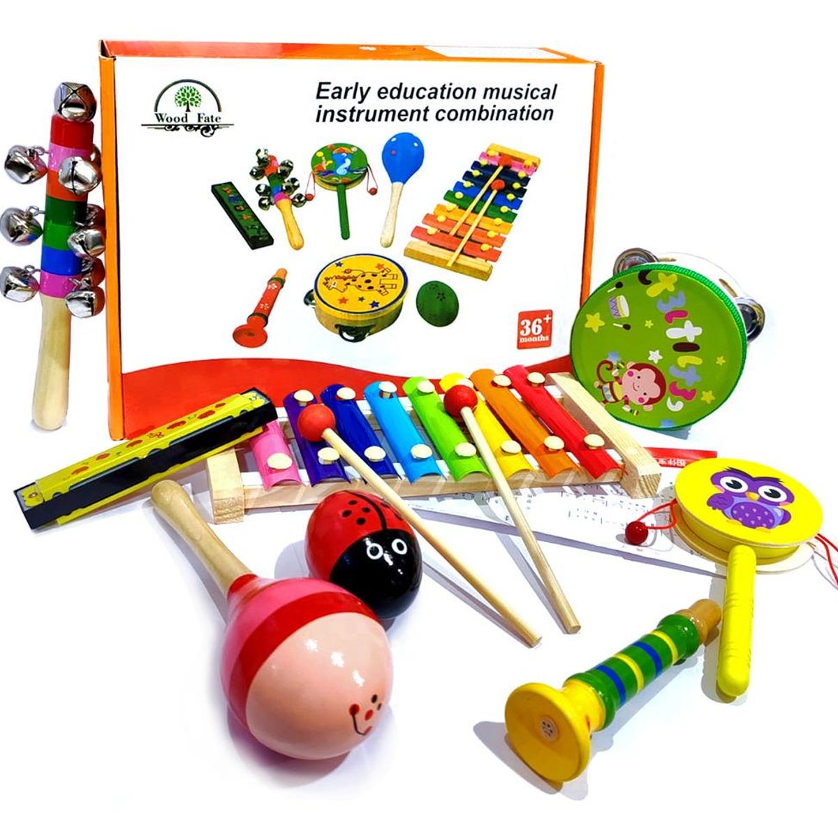 GENERICO - Set de 8 Instrumentos Musicales de Madera para Niños