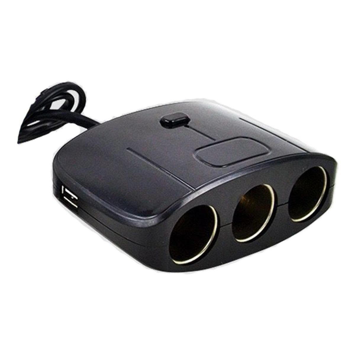 GENERICO - Cargador de Auto con 3 Enchufes y 2 Puertos USB