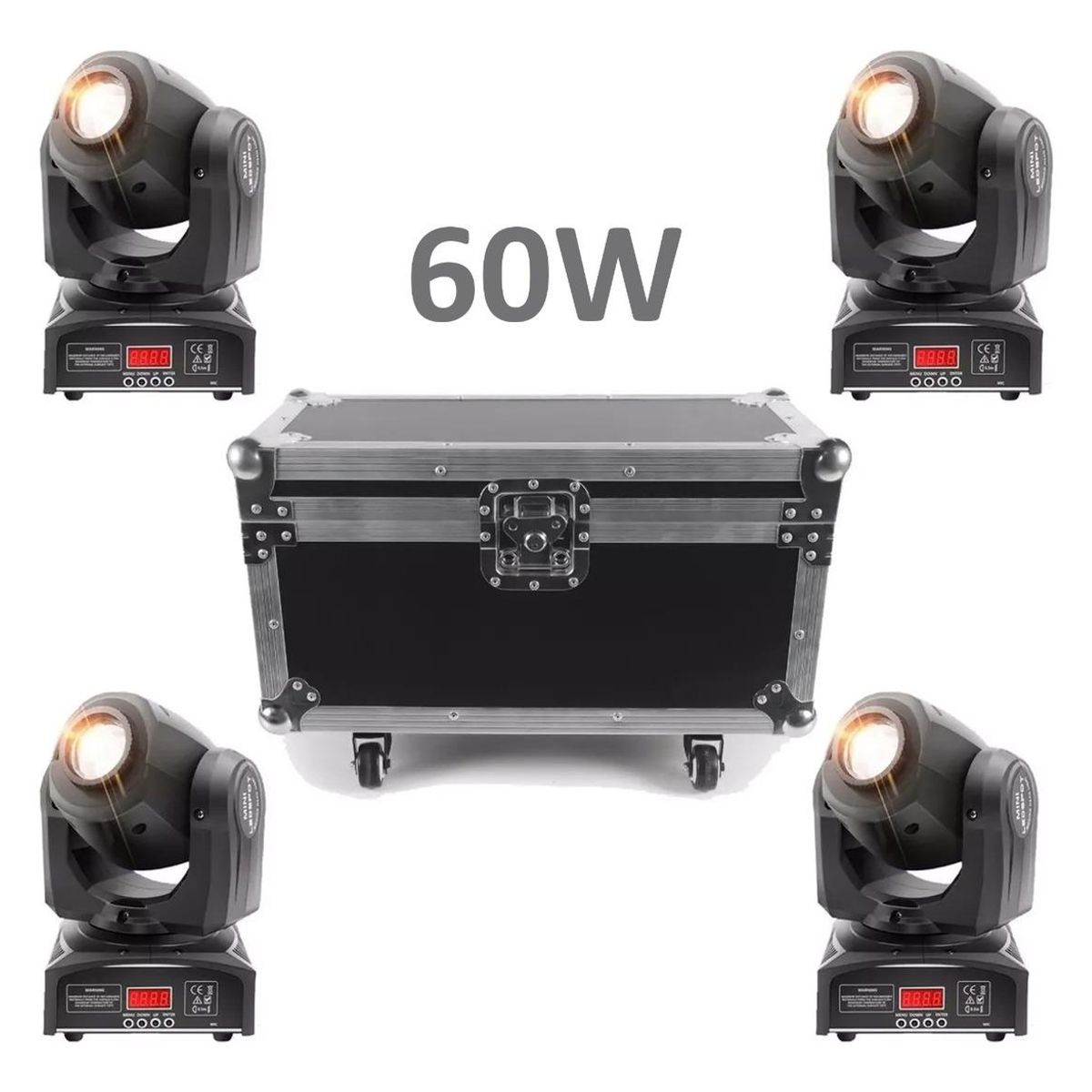 GENERICO - Kit de 4 Cabezas Móviles LED 60W para Fiestas y Eventos