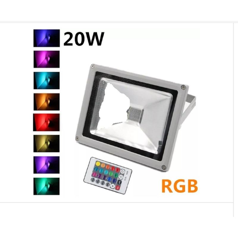 GENERICO - Pack de 2 Focos LED RGB 20W con Control Remoto