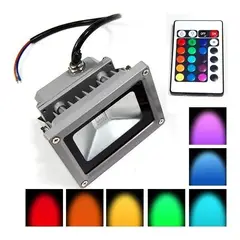 GENERICO - Foco Reflector LED RGB 10W con Control Remoto - A Prueba de Agua