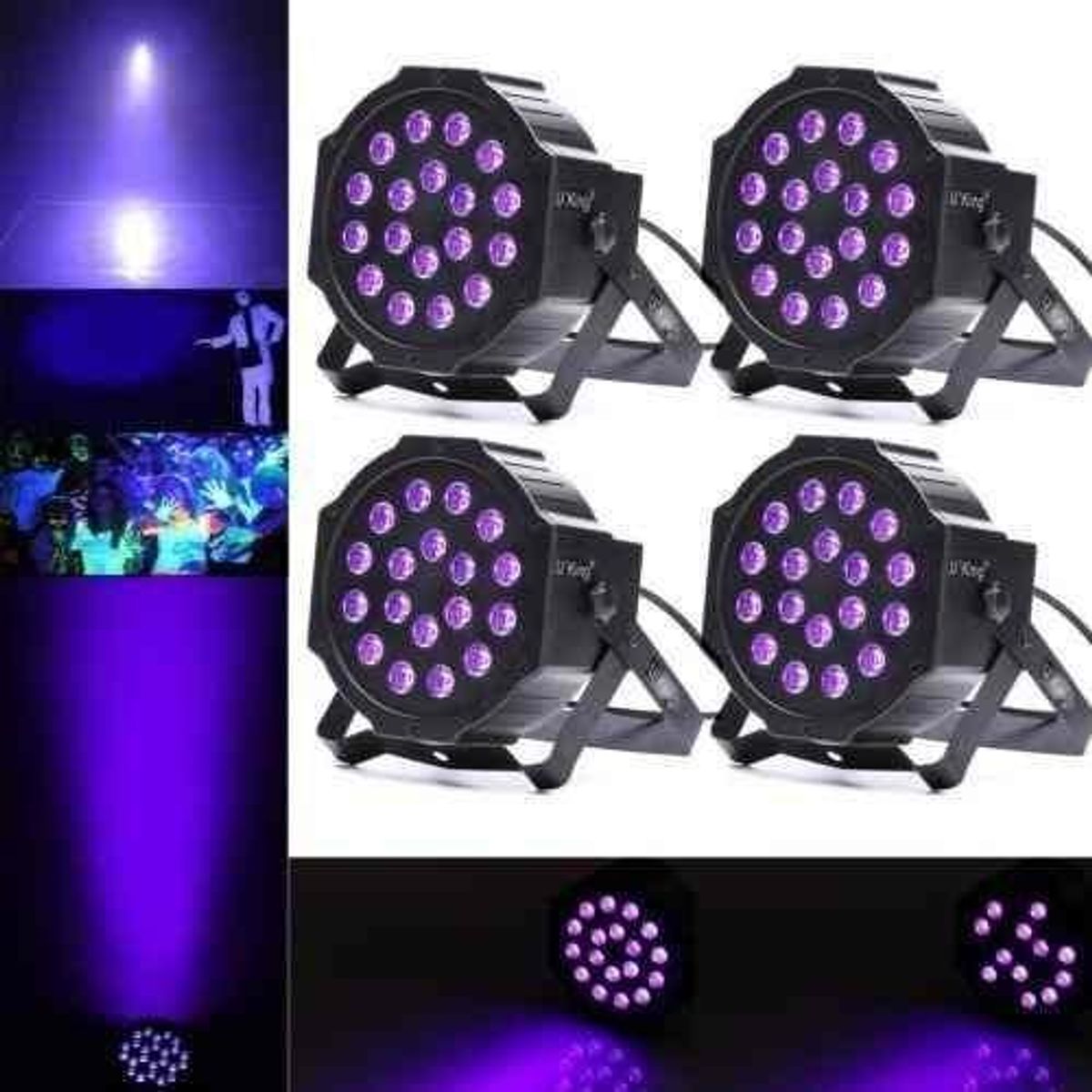 GENERICO - Pack de 4 Focos LED UV para Eventos y Fiestas