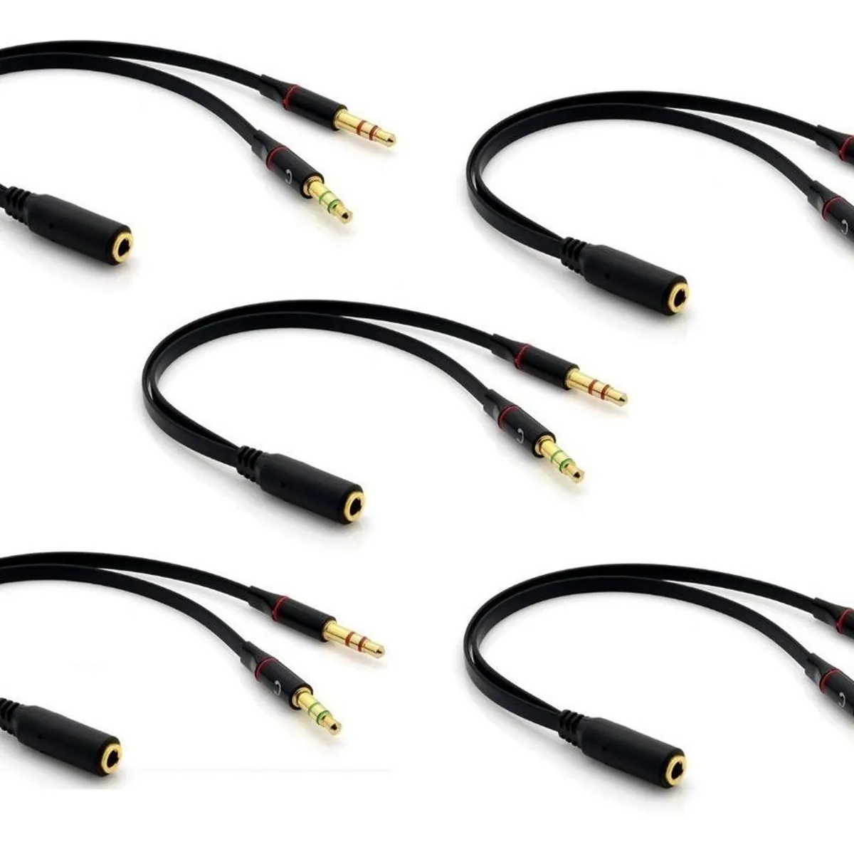GENERICO - Cable Adaptador 35mm para Auriculares con Micrófono - Pack de 5