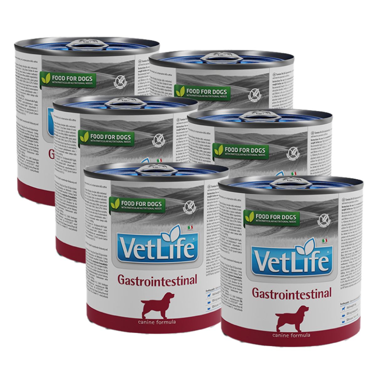 VETLIFE - Alimento Vet Life Gastrointestinal Perro Pack x 6 Latas 300g