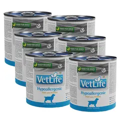 VETLIFE - Vet Life Lata Hypoallergenic Fish Perro Pack x 6 Latas 300gr