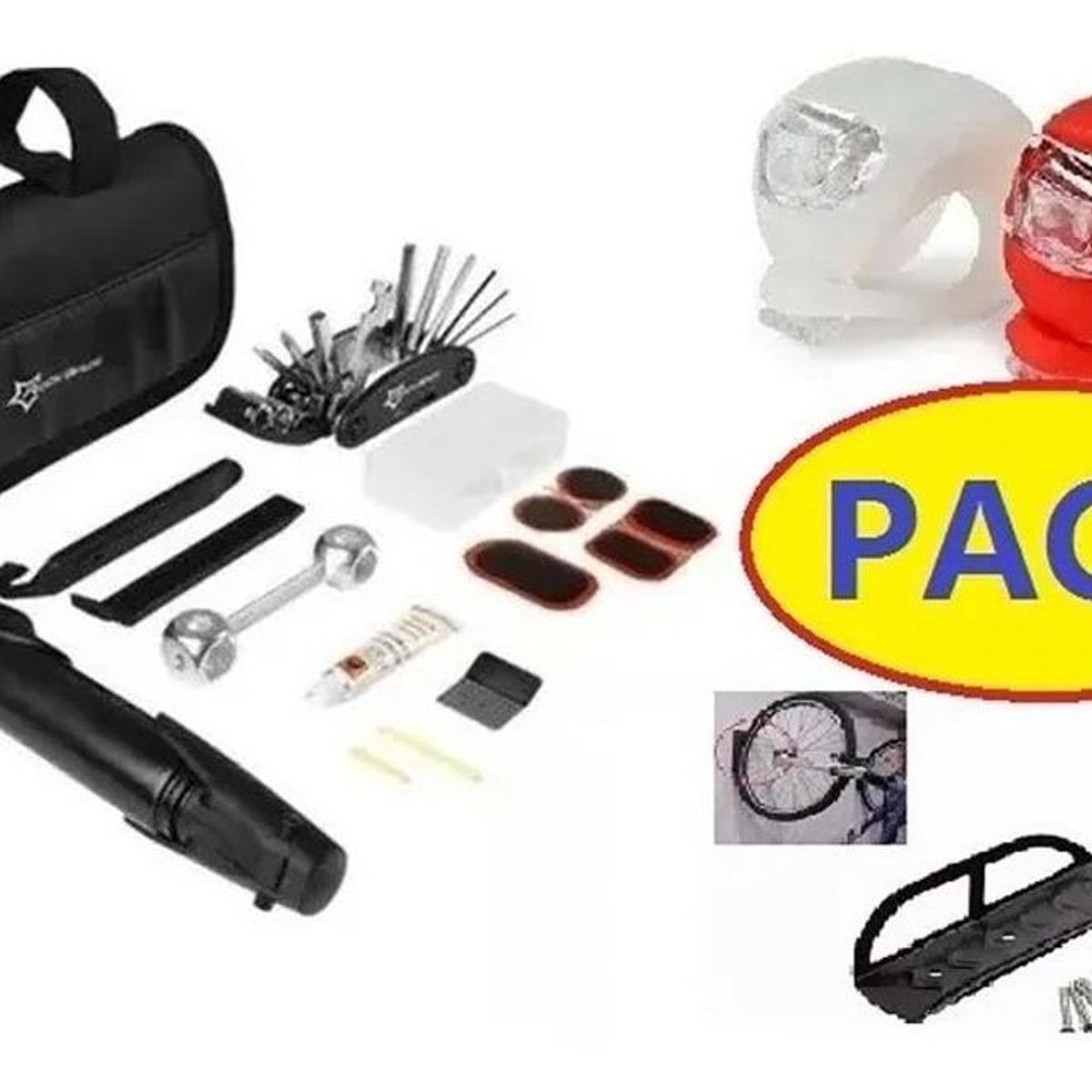 GENERICO - Kit Completo de Herramientas y Luces para Bicicletas