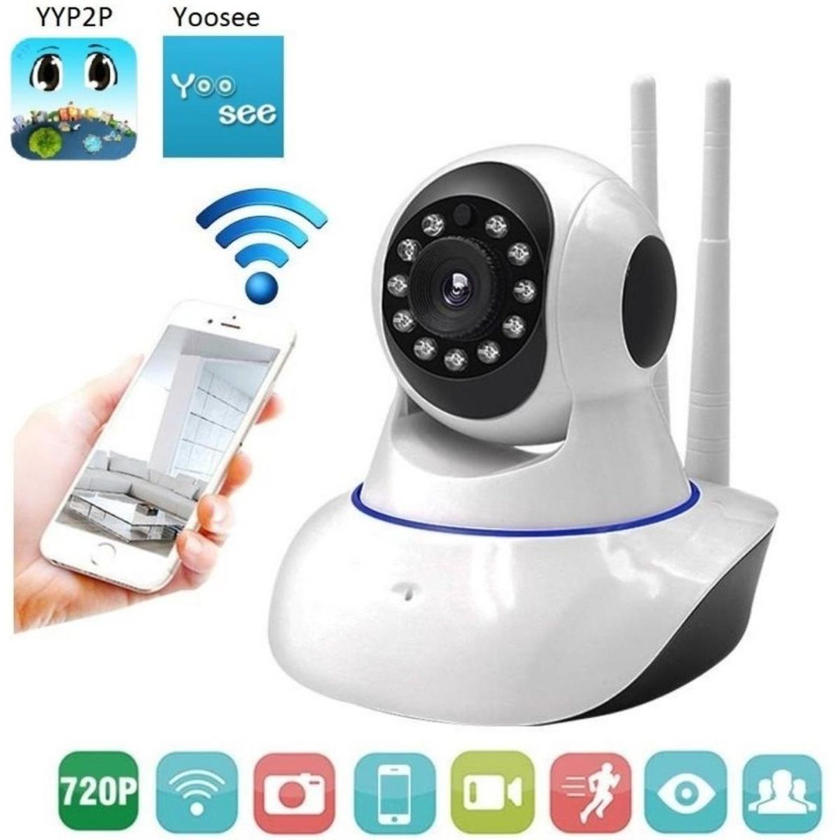 GENERICO - Cámara IP 360° HD con WiFi y Visión Nocturna