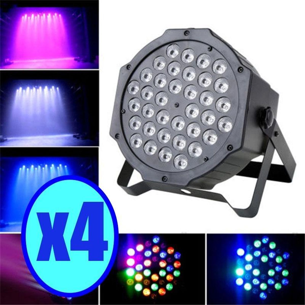 GENERICO - Pack de 4 Proyector LED RGB Par 36 de Alta Luminosidad
