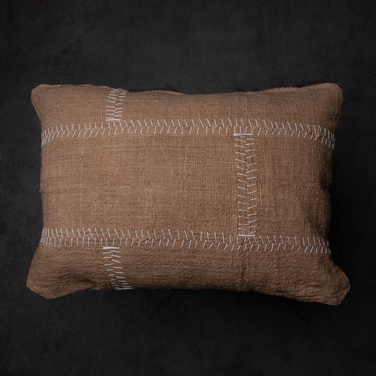 DECOMUEBLES - Cojín la Figura 70 * 50 Jute - Rayas / Beige Liso
