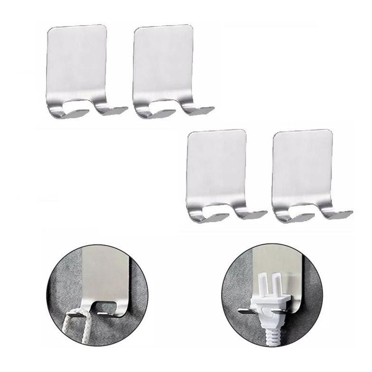 GENERICO - Pack de 4 Soportes Multifuncionales de Acero Inoxidable