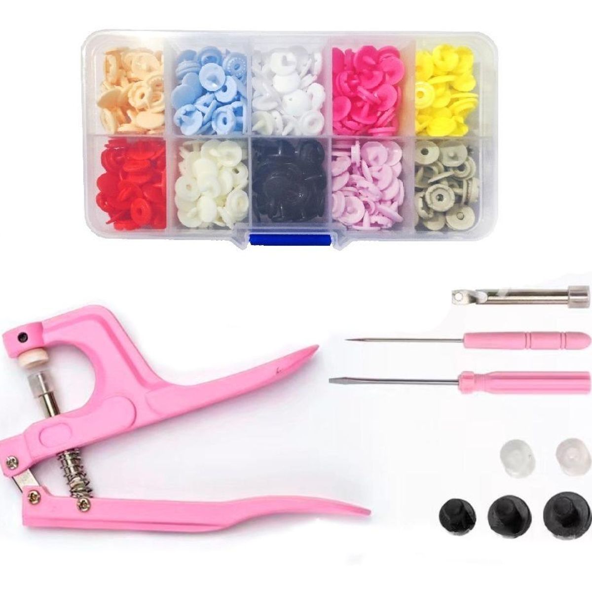 GENERICO - Kit de Pinza Remachadora y 100 Broches de Color