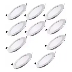 GENERICO - Pack de 10 Focos LED Empotrados de 18W - Placas Redondas