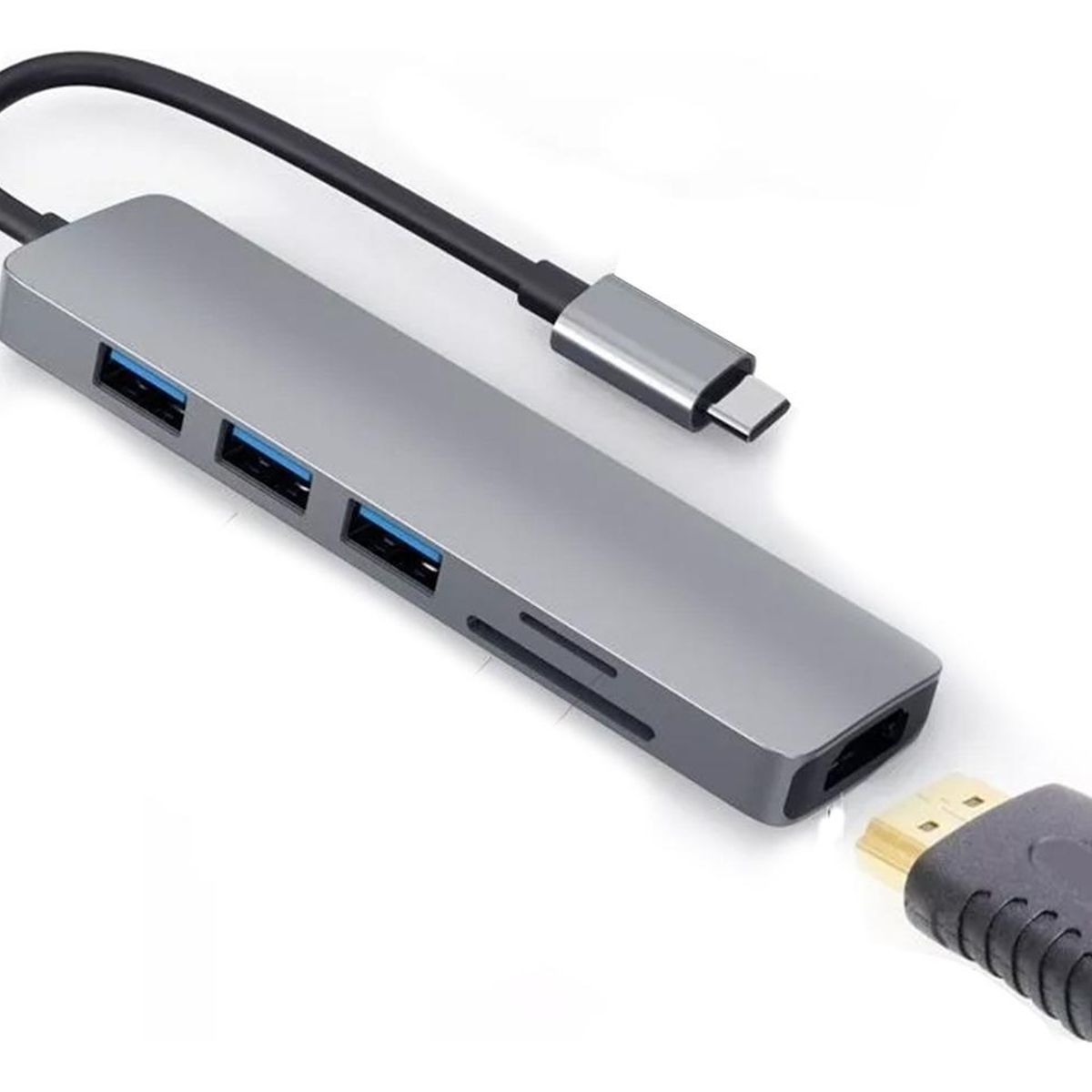 GENERICO - Adaptador USB Hub HDMI Tipo C 6 en 1 con 3 Puertos USB 30