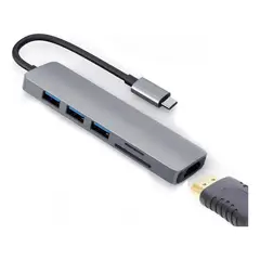 GENERICO - Adaptador USB Hub HDMI Tipo C 6 en 1 con 3 Puertos USB 30