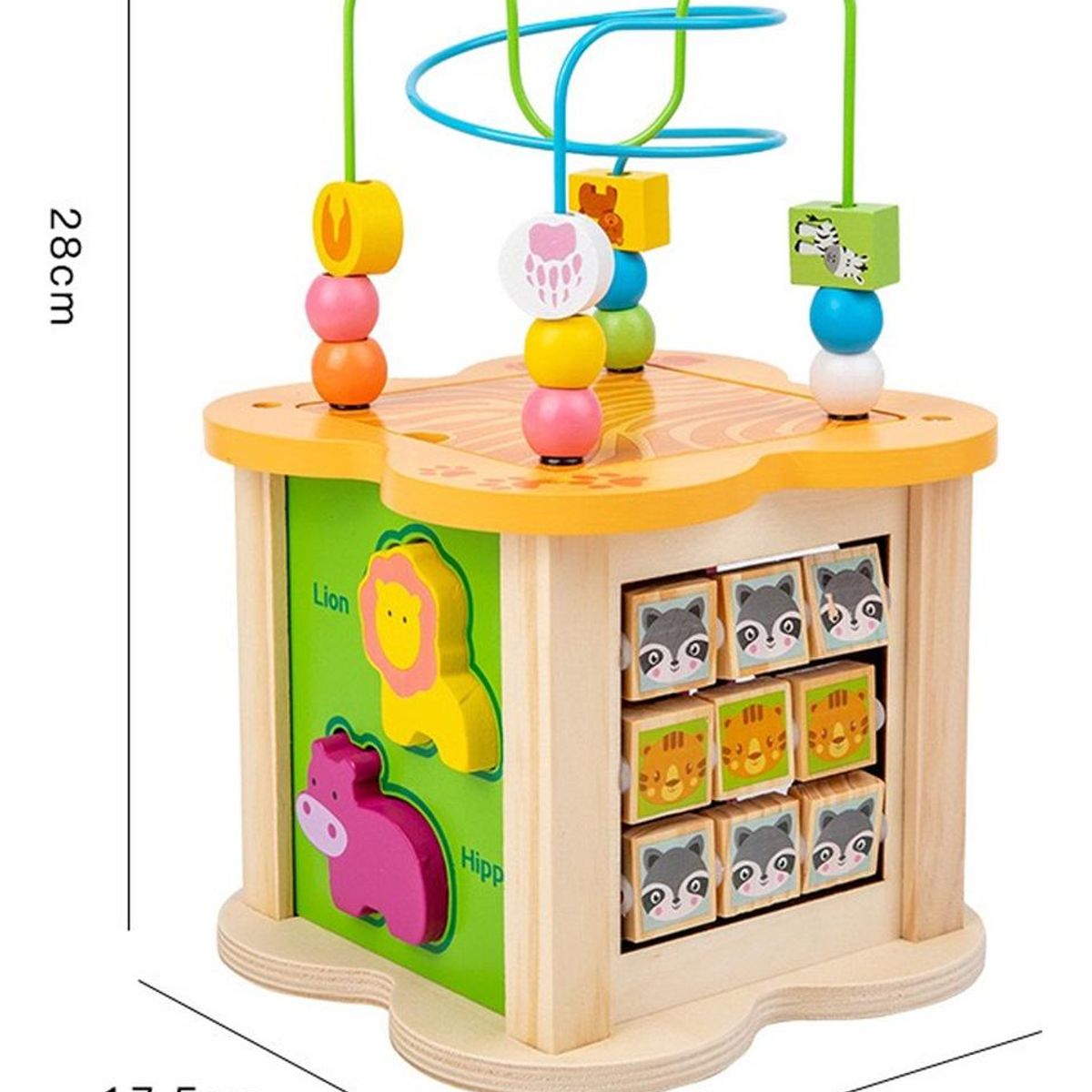 GENERICO - Cubo Didáctico de Madera 6 en 1 para Bebés y Niños