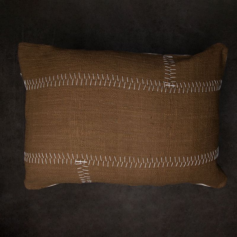 DECOMUEBLES - Cojín la Figura 70 * 50 Oliva - Rayas / Beige Liso