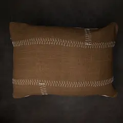 DECOMUEBLES - Cojín la Figura 70 * 50 Oliva - Rayas / Beige Liso