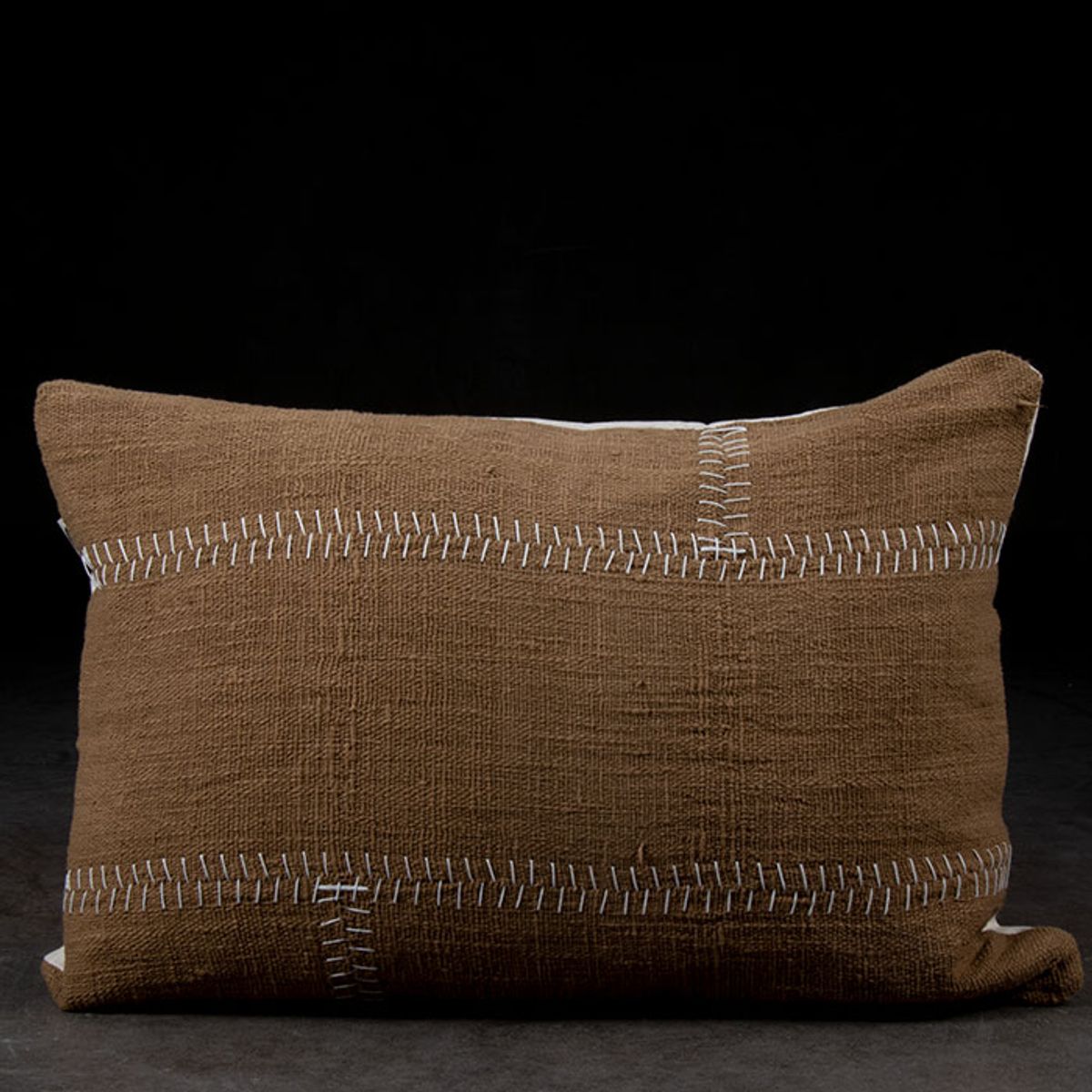 DECOMUEBLES - Cojín la Figura 70 * 50 Oliva - Rayas / Beige Liso