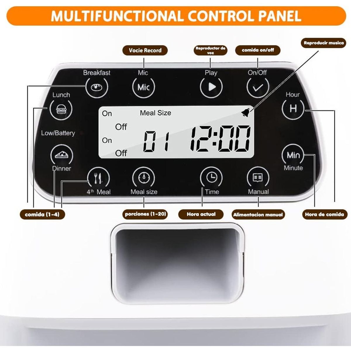 GENERICO - Comedero Automático Programable para Mascotas con Voz