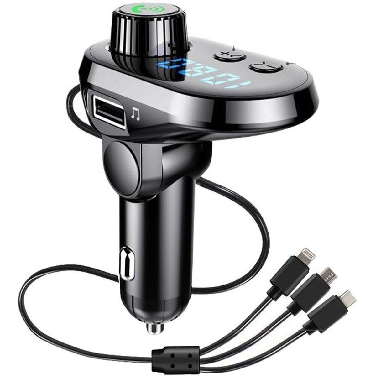 GENERICO - Transmisor FM Bluetooth 5 en 1 para Auto con Control Remoto