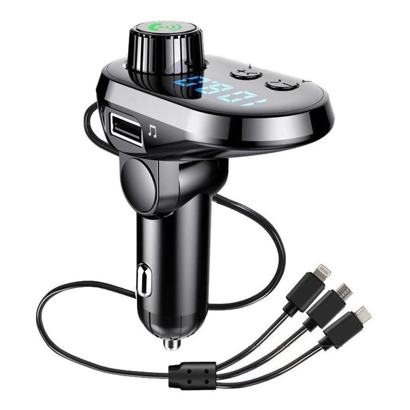 GENERICO - Transmisor FM Bluetooth 5 en 1 para Auto con Control Remoto
