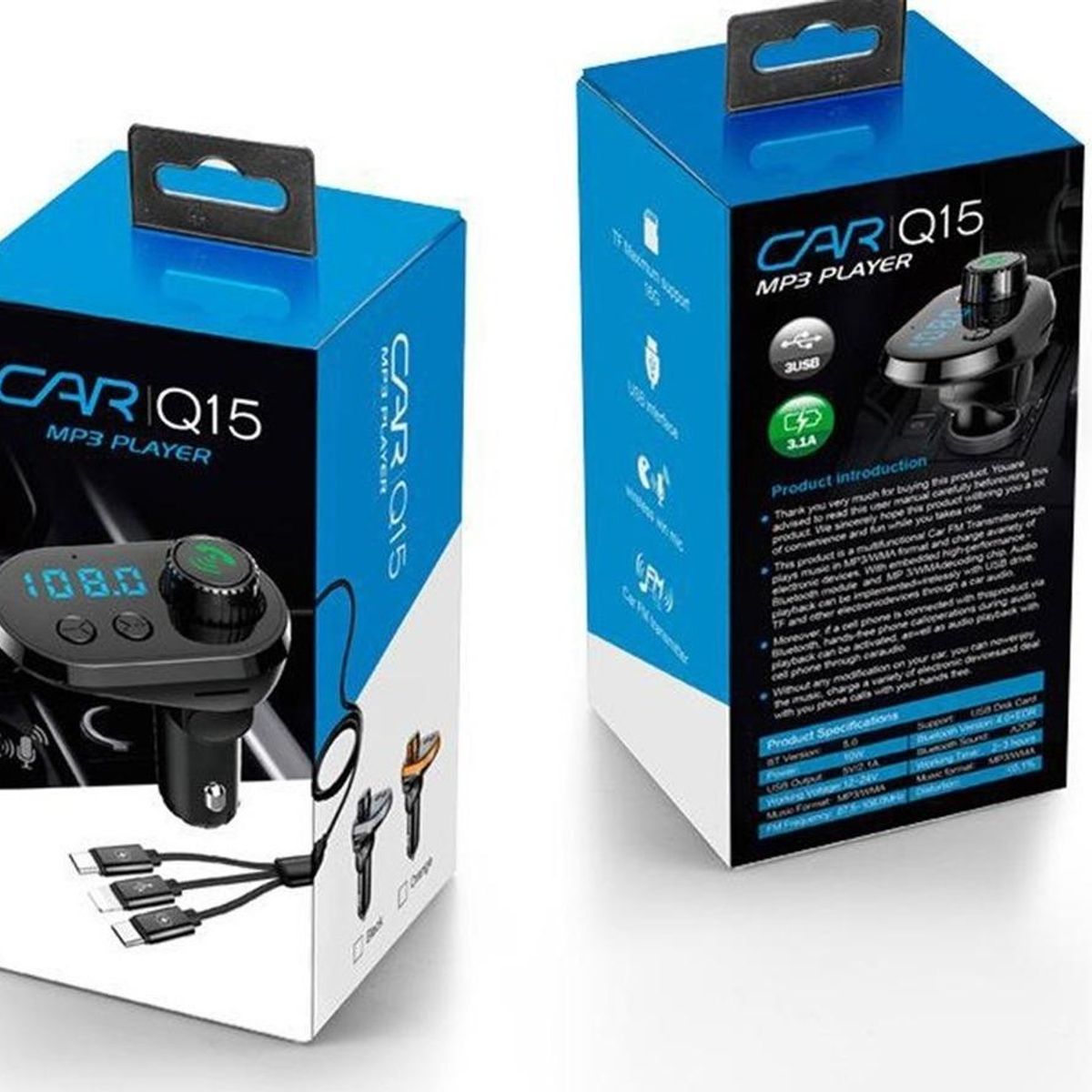 GENERICO - Transmisor FM Bluetooth 5 en 1 para Auto con Control Remoto